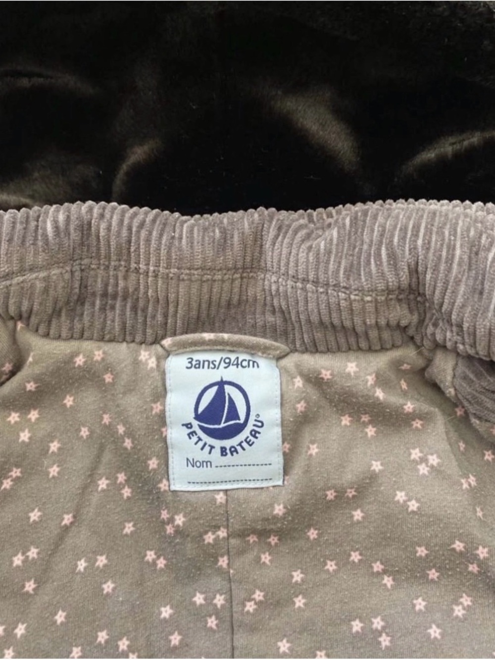 Petit Bateau Brown Corduroy Pea Coat Size: 3 Years / 94 cm - Picture 6 of 8